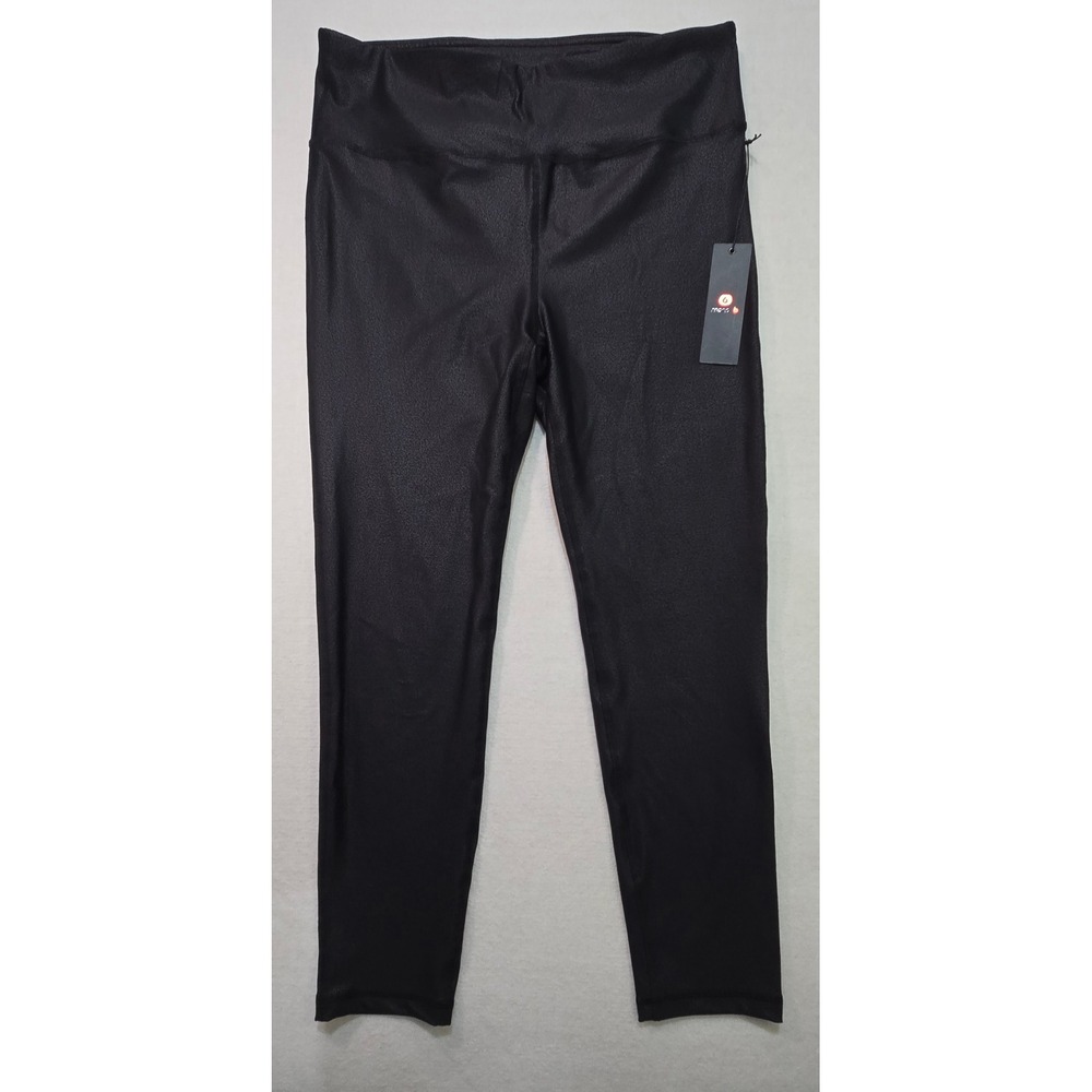 NWT Mono B‎ Black Leggings 2XL Shiny Athleisure Activewear High Waist Stretch